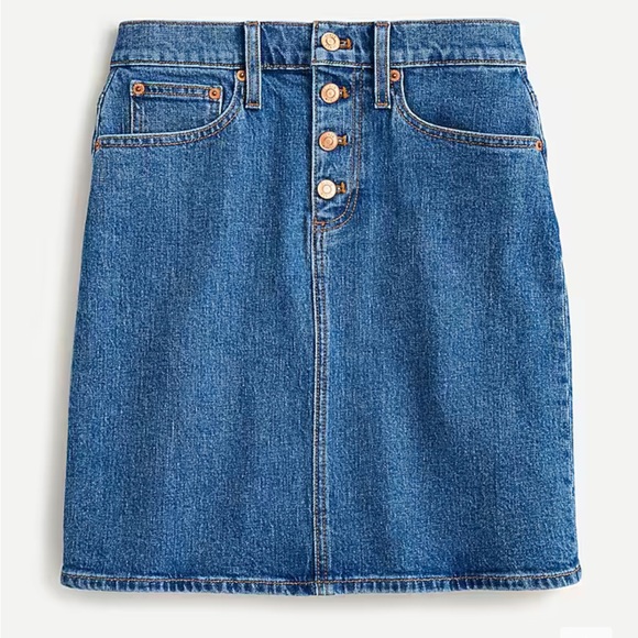 J. Crew Button Front Denim Jean Mini Skirt Size 28 - Picture 1 of 10
